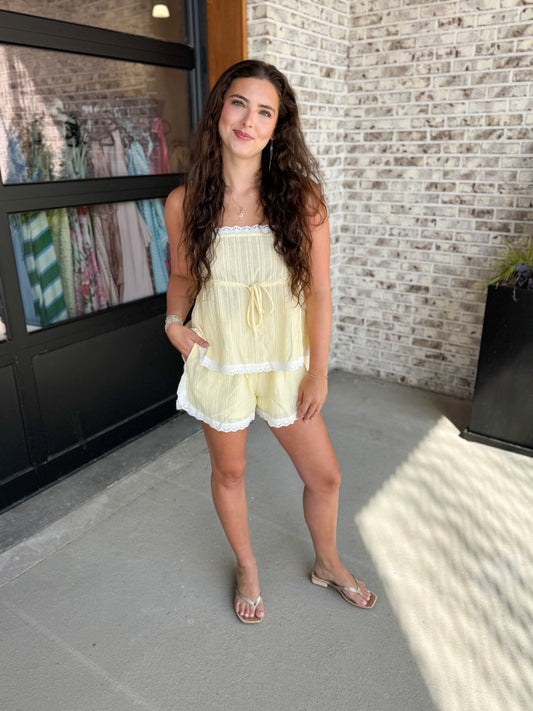 Eyelet Smocked Peplum Top and Shorts