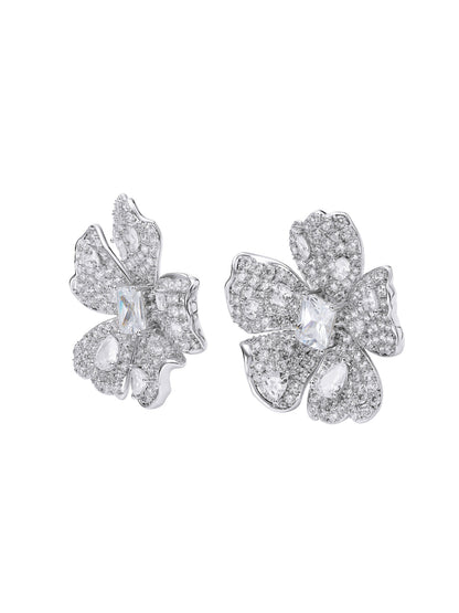 Flora Crystal White Earrings