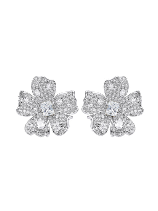 Flora Crystal White Earrings