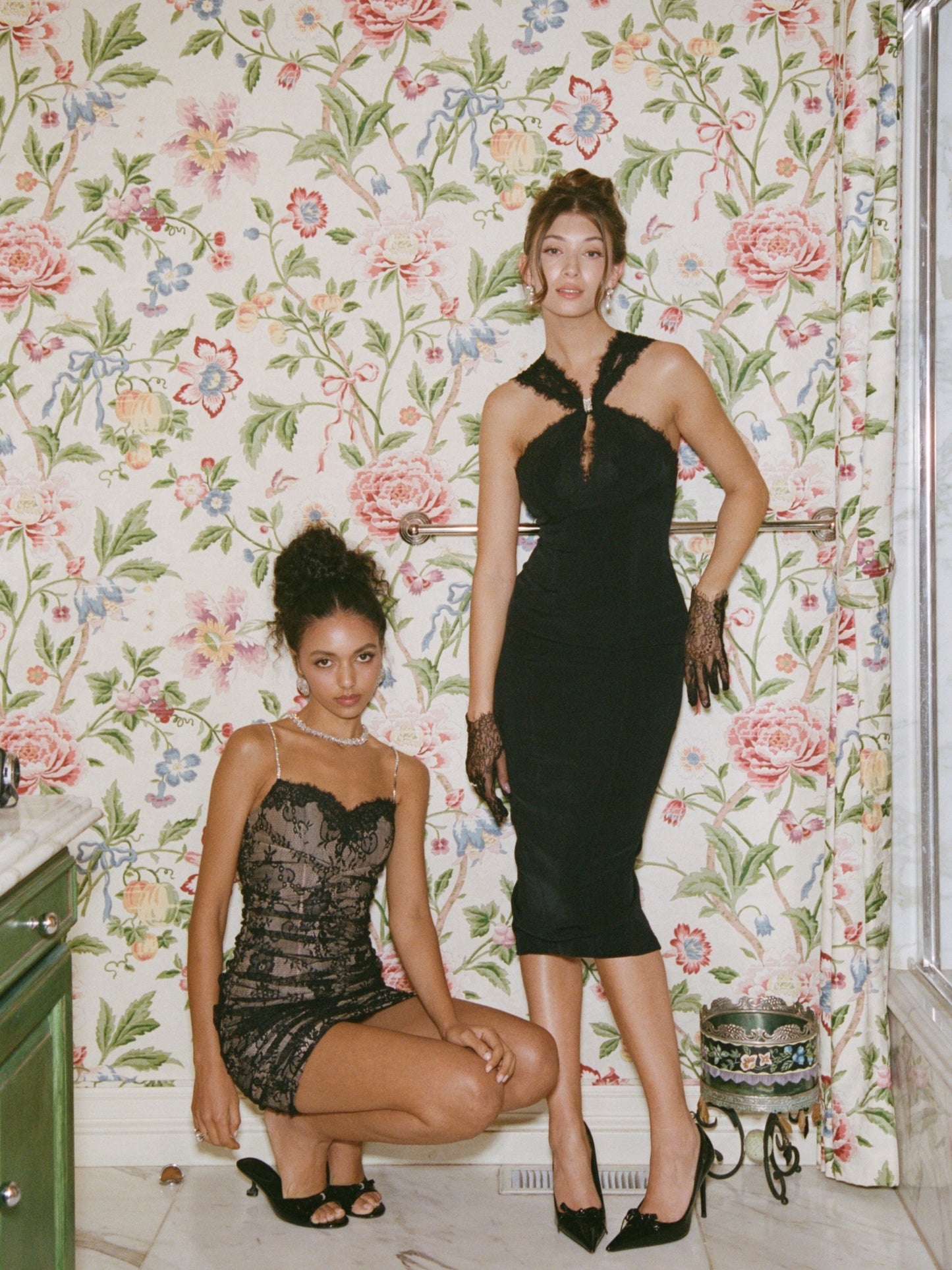 Mara Crystal-Strap Black Dress
