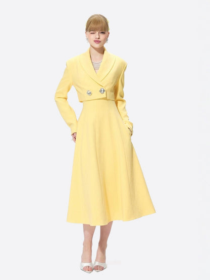 Josephine Square-Neck Yellow Midi Dress