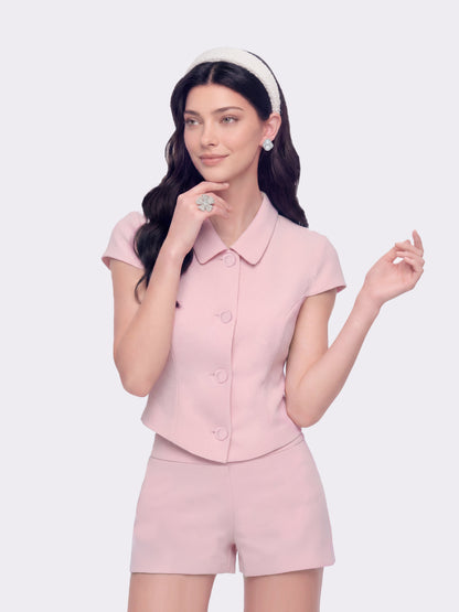Alina Waist-Cinched Pink Top
