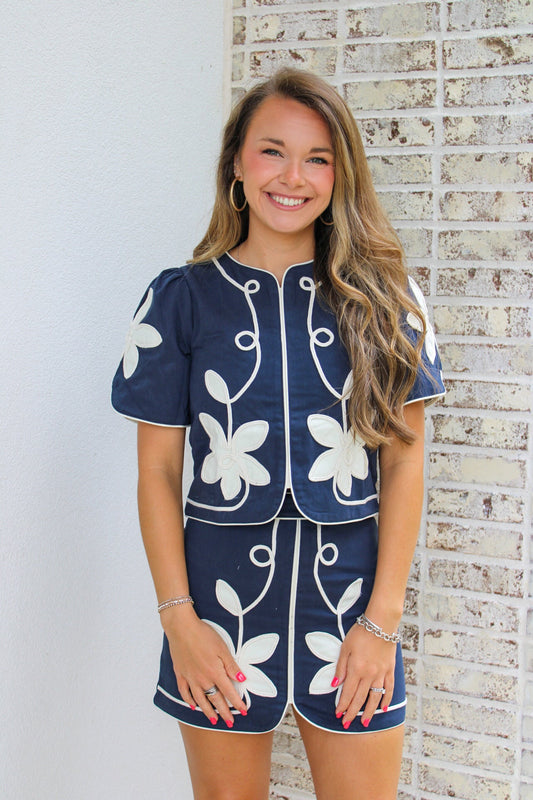 Lena Floral Appliqué Top