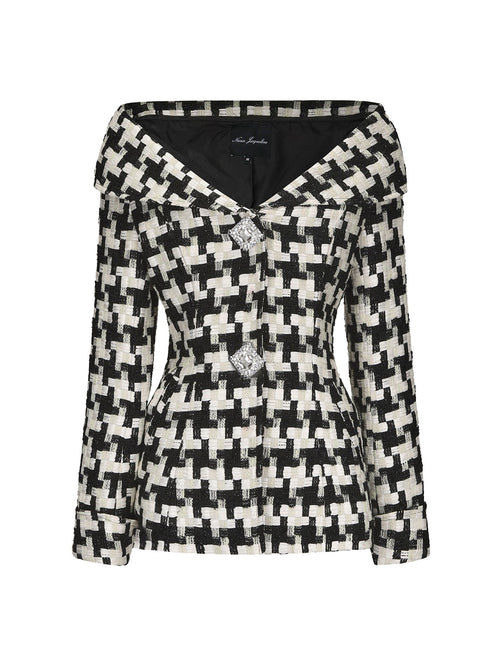 Marlee Plaid Top (Black/White) (Final Sale)