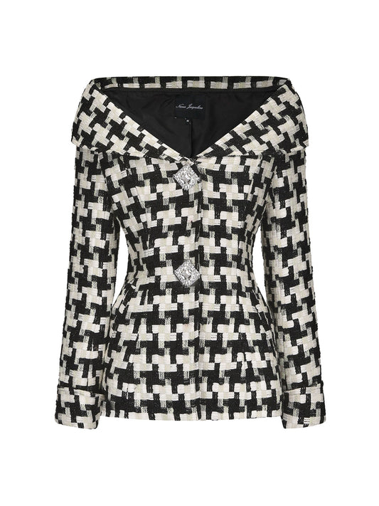 Marlee Plaid Top (Black/White) (Final Sale)