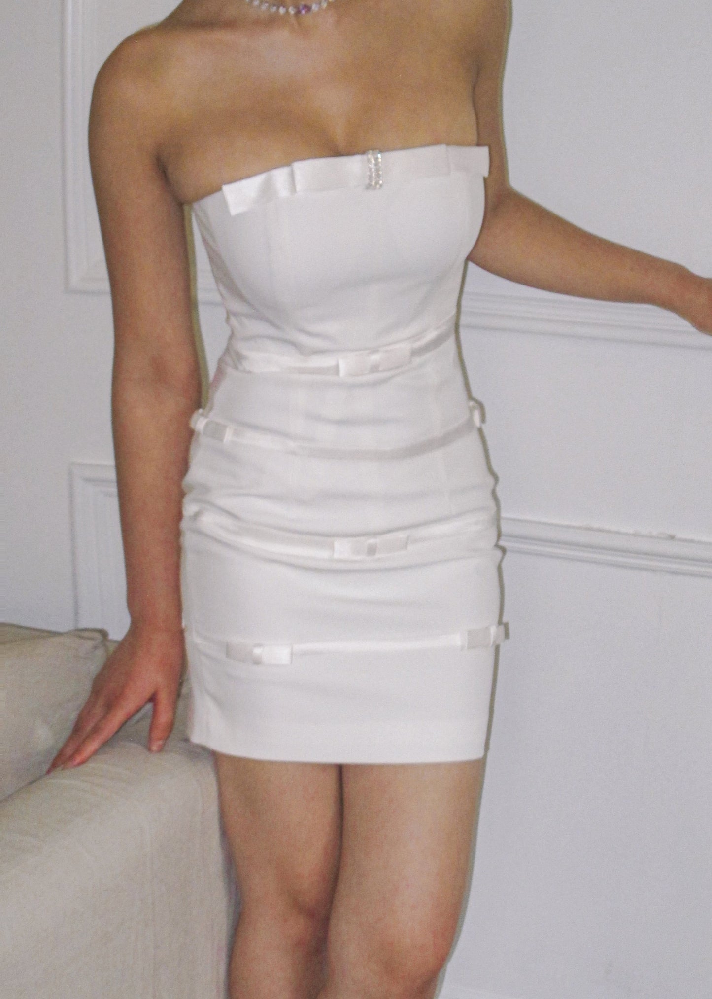 Lucie Bow Dress (White) (Final Sale)