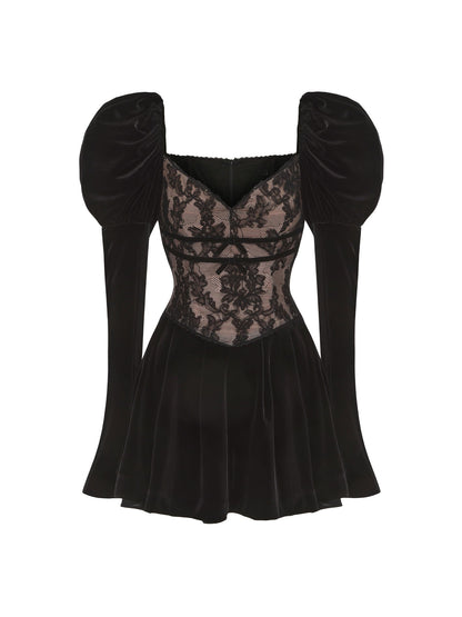 Evelyn Velvet Dress (Black) (Final Sale)