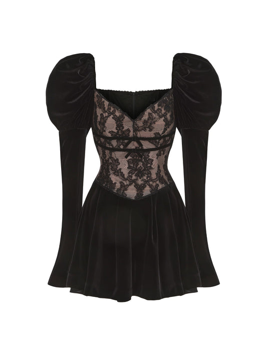 Evelyn Velvet Dress (Black) (Final Sale)
