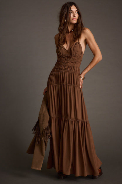 Adelina Mocha Maxi Dress