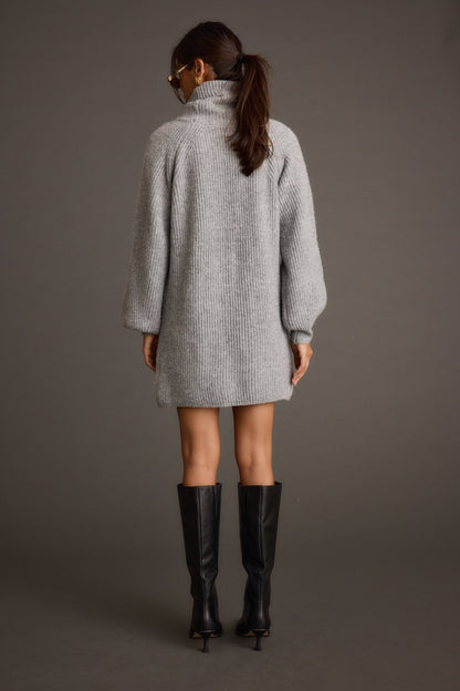Beau Heather Grey Turtleneck Sweater Mini Dress
