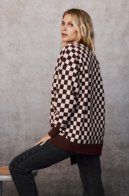 Beverly Brown Checkered Cardigan