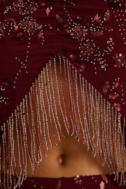 Capri Mulberry Beaded Halter Top