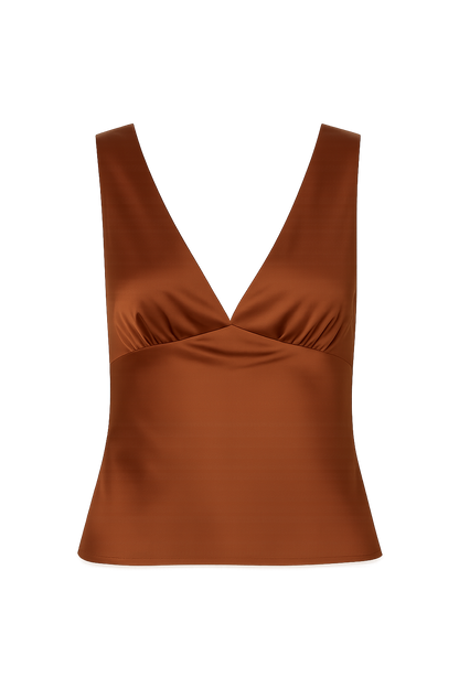 Clarah Terracotta Satin Tank