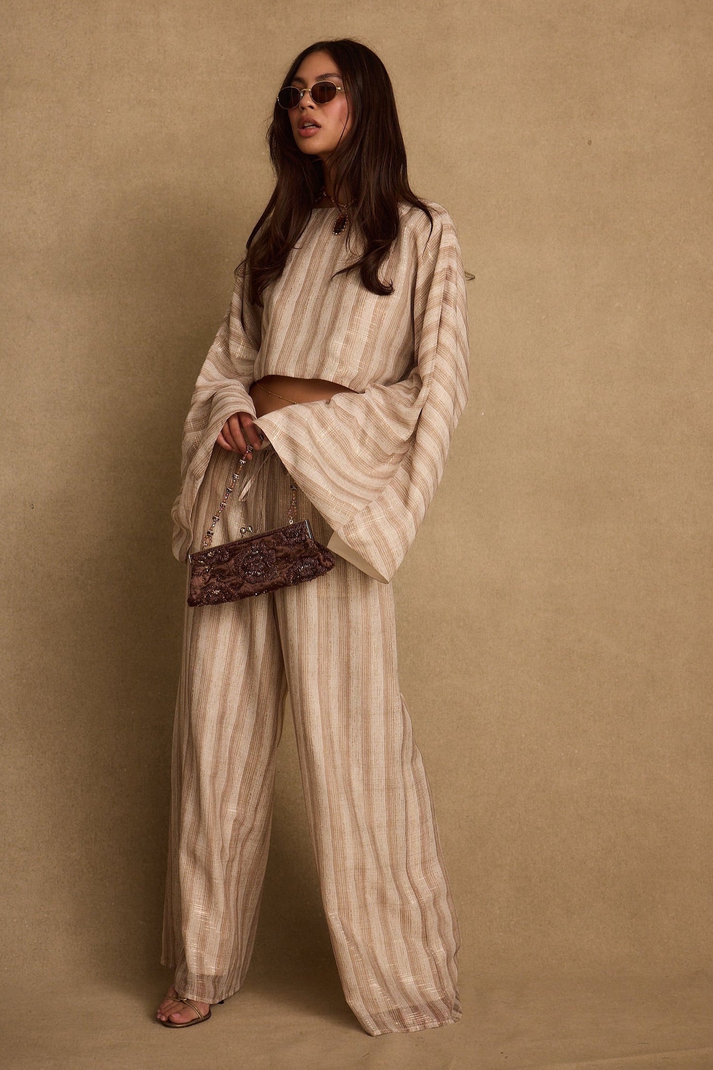 Clear Breeze Striped Chiffon Pants
