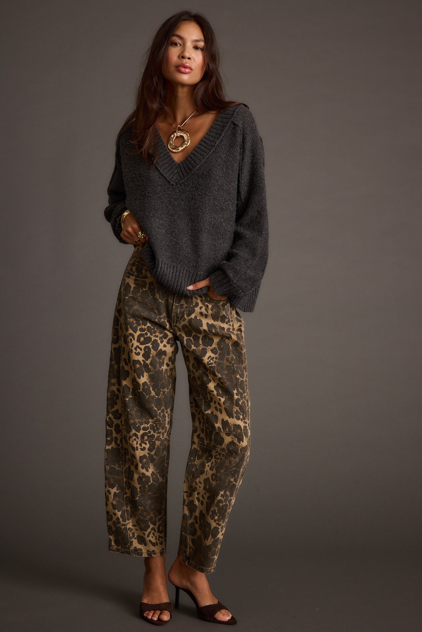 Colorado Charcoal V Neck Sweater