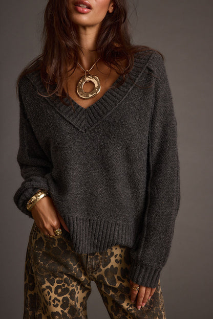 Colorado Charcoal V Neck Sweater