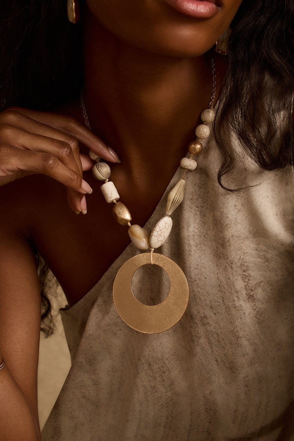 Coral Gold Beaded Necklace