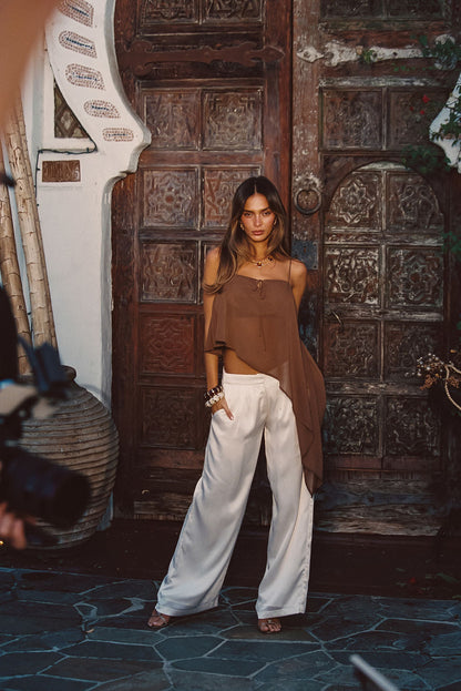 Moonlit Kiss Cream Satin Trousers
