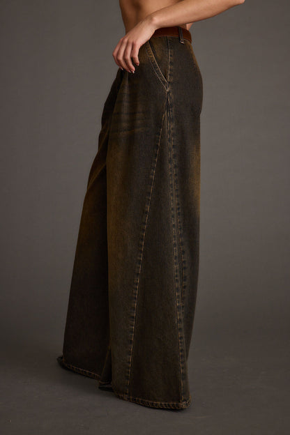 Dakota Washed Black Wide Leg Jeans