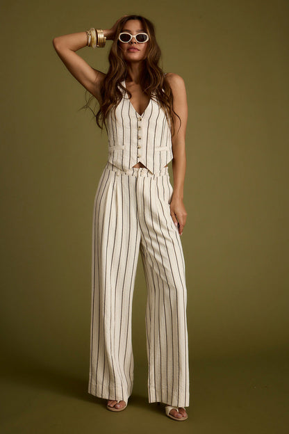 Diane White Striped Vest