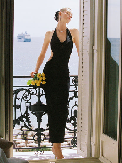 Maeve Cowl-Neck Black Dress