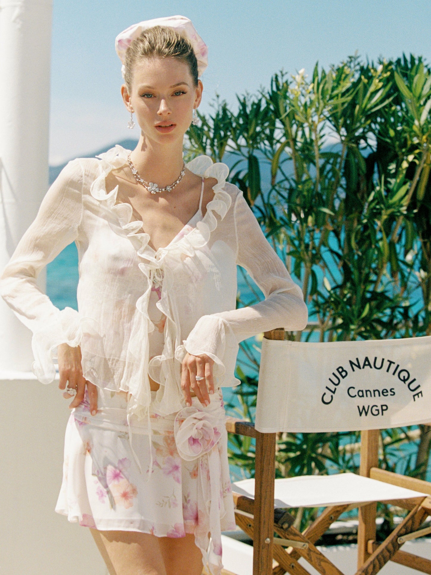Monroe Ruffle Champagne Blouse