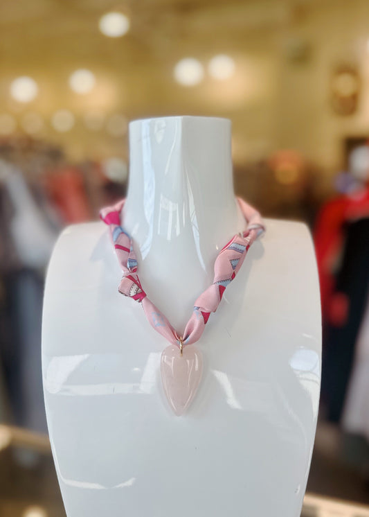 Heart Pendant Scarf Necklace