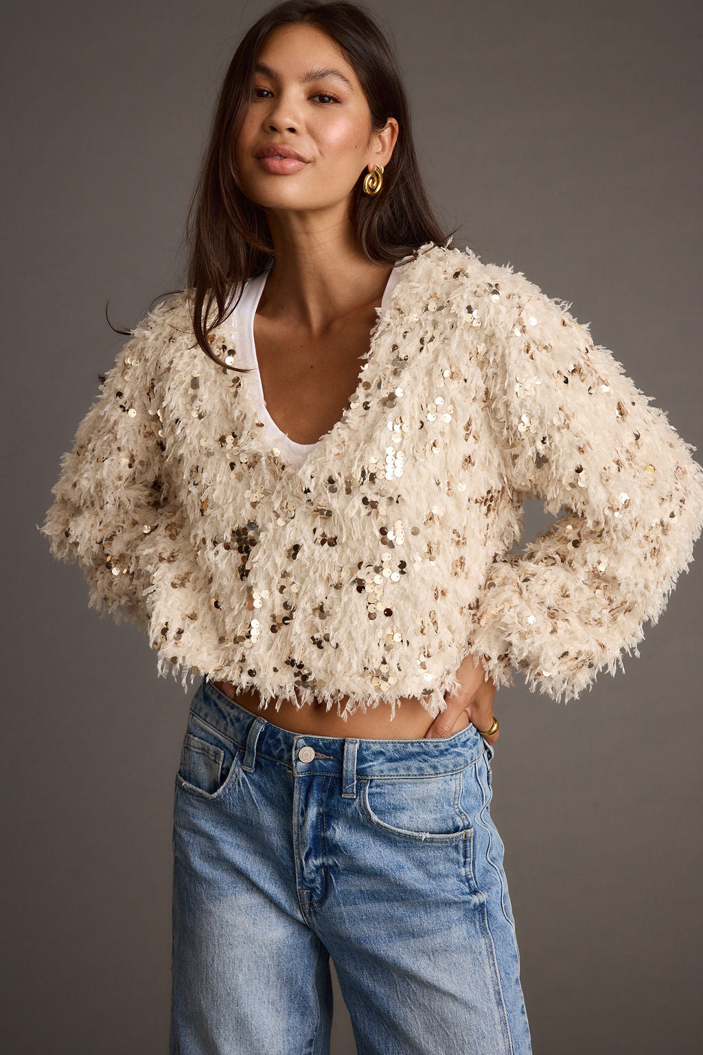 Fallon Sequin Long Sleeve Top