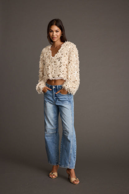 Fallon Sequin Long Sleeve Top