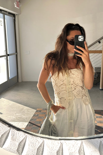 Marseille Ivory Strapless Crochet Top