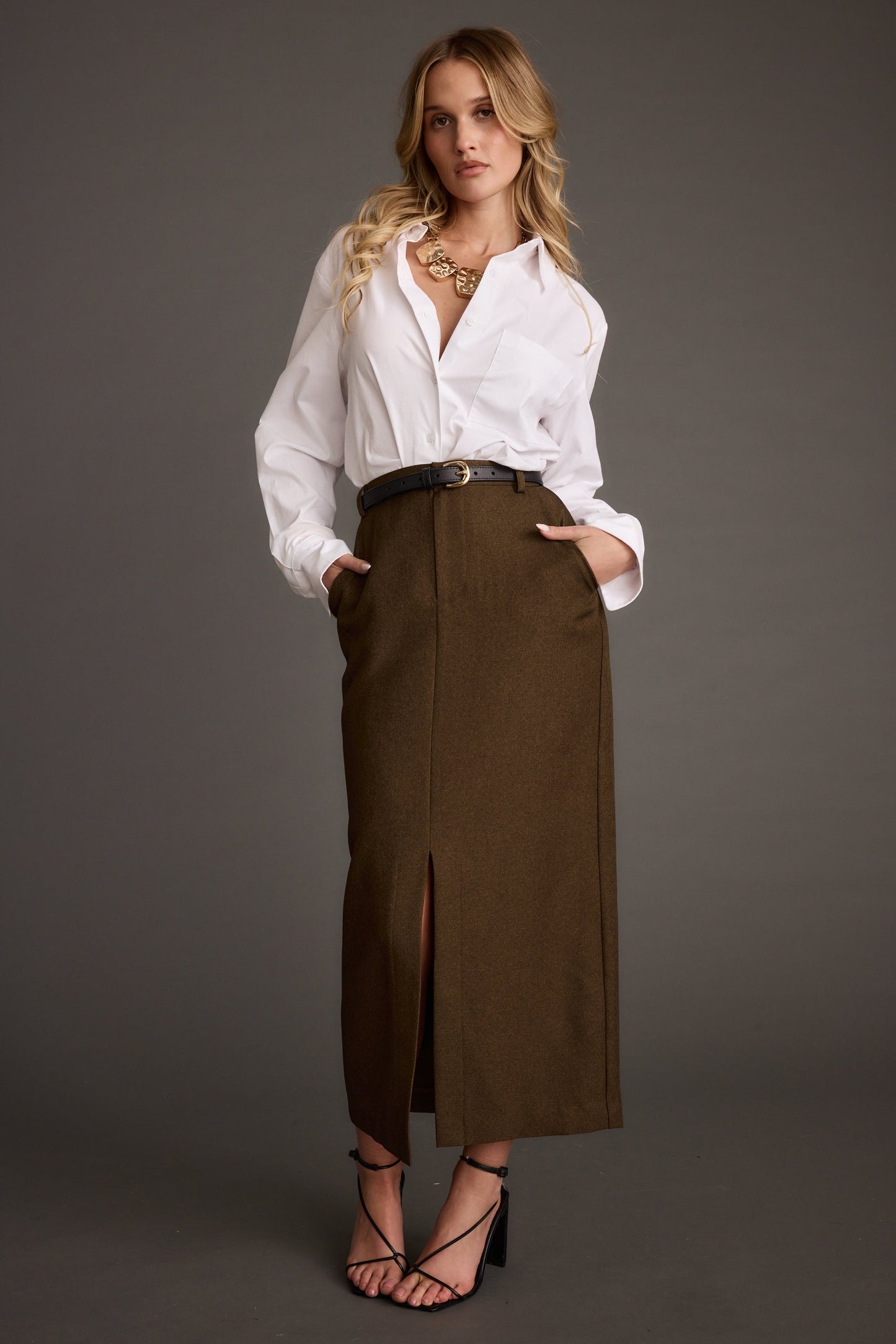 Gisele White Poplin Button Down