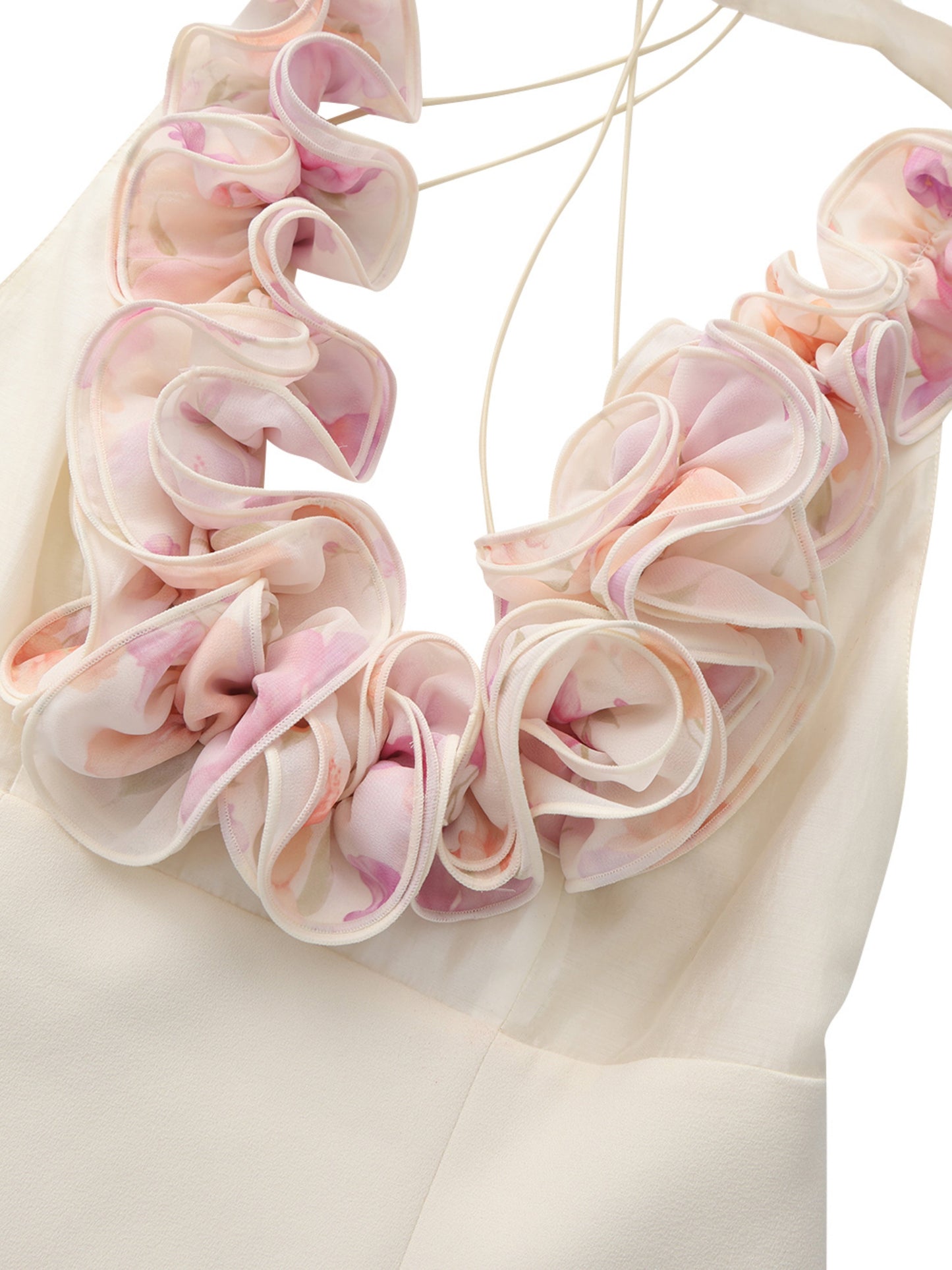 Ella Ruffle Halter Champagne Top