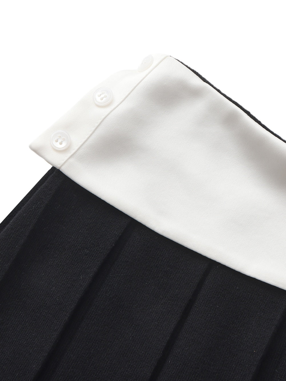 Claudette Contrast Waist Pleated Black Mini Skirt