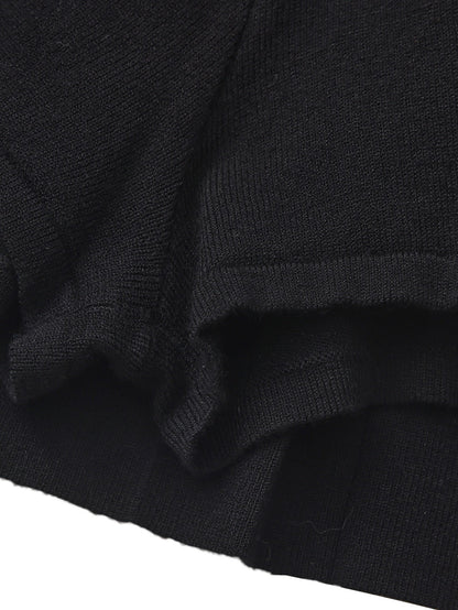Claudette Contrast Waist Pleated Black Mini Skirt