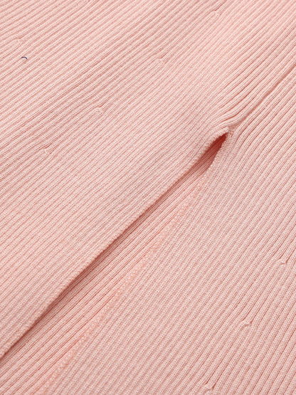 Giana Contrast Halter Knit Pink Maxi Dress