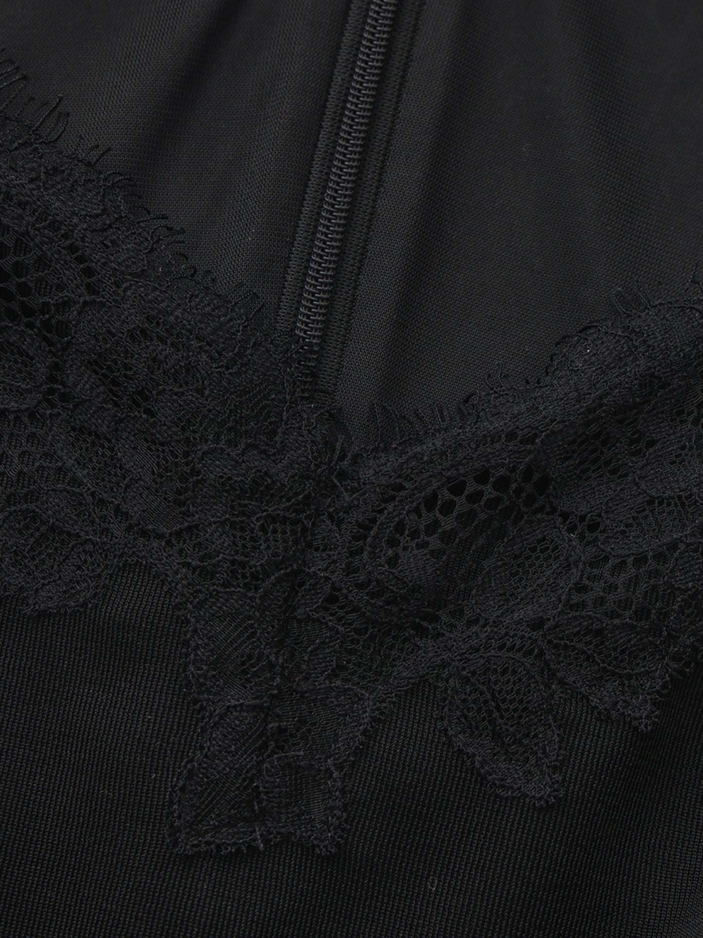 Adriana Lace High-Slit Black Acetate Dress
