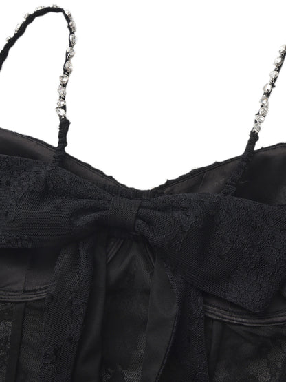 Noemi Lace Bow Black Top