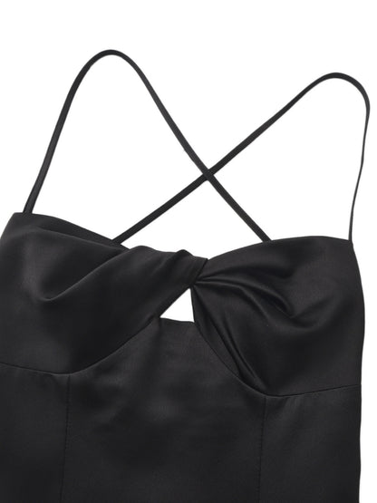 Brielle Twist-Front Black Dress