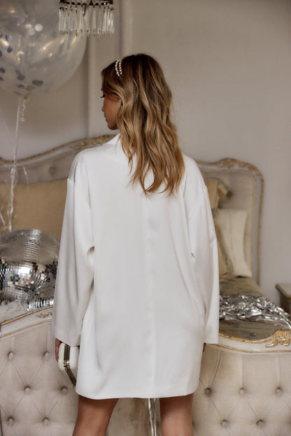 Halley White Satin Blazer