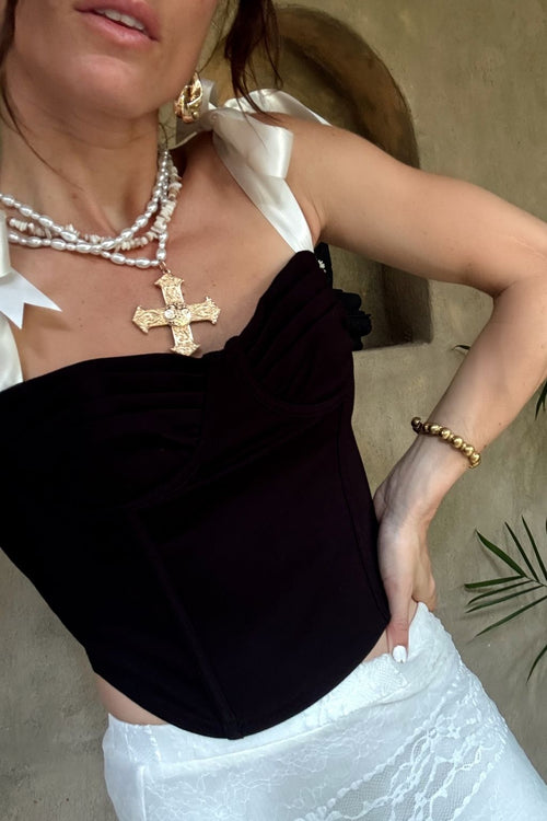 Holland Black and White Corset Tank