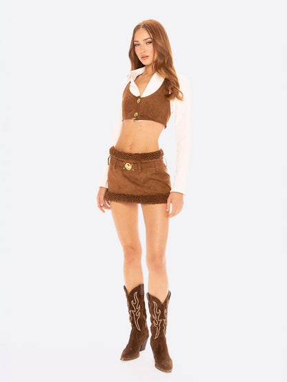Celine Top (Brown & White)