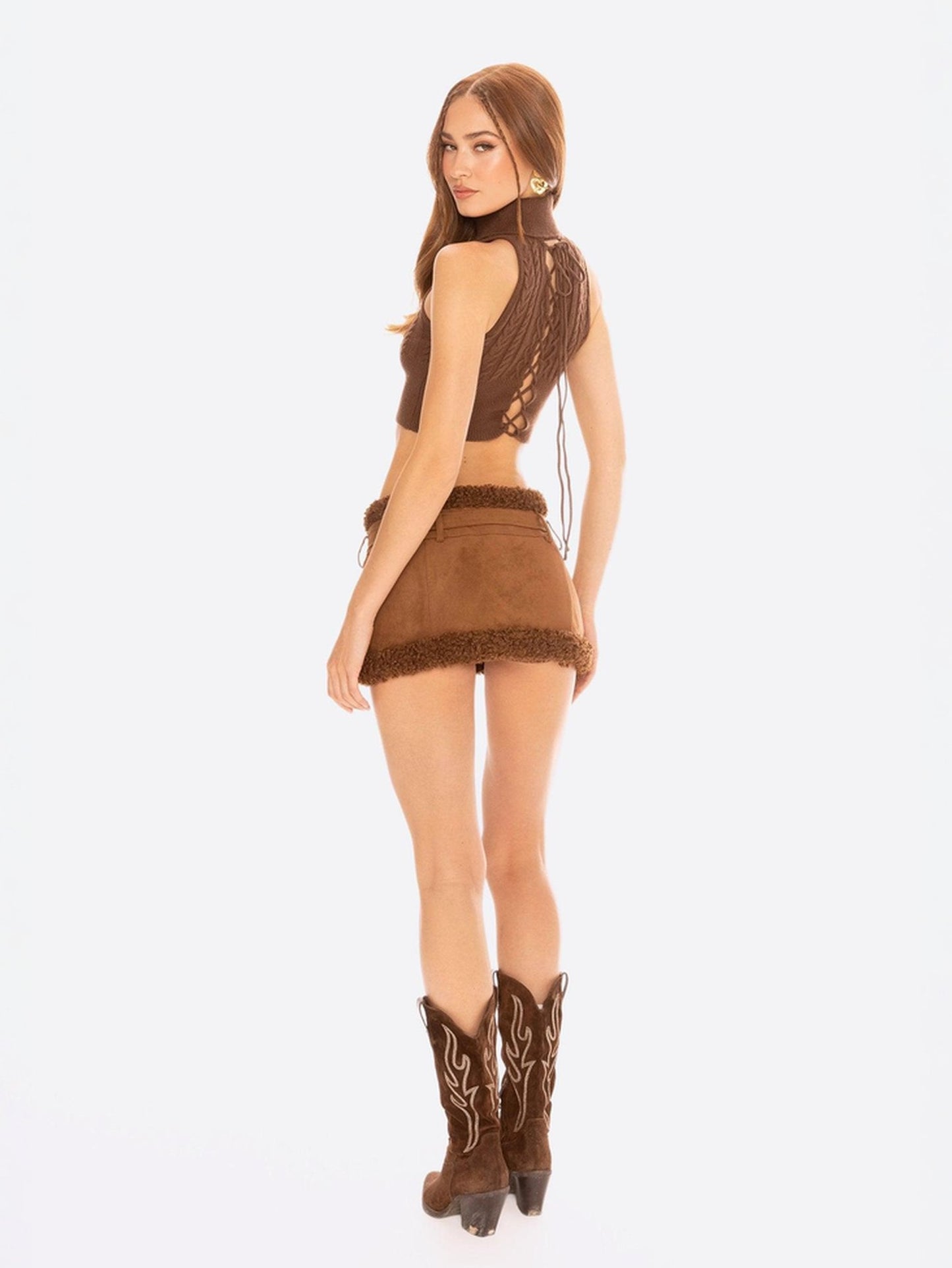 Margo Suede Skirt (Brown)