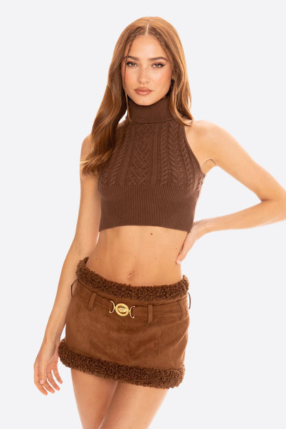 Margo Suede Skirt (Brown)