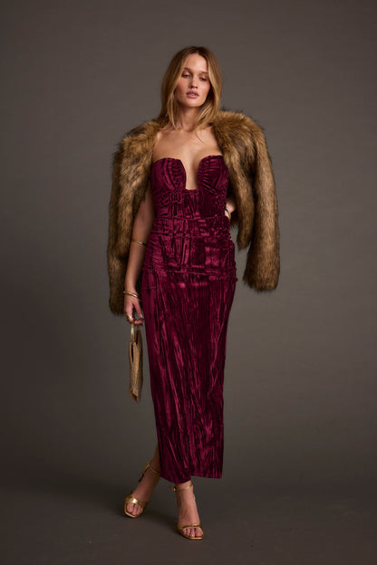 Misty Brown Faux Fur Coat