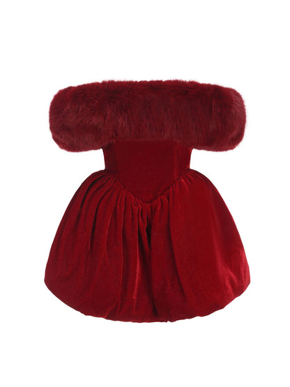 Candice Velvet Dress (Red) (Final Sale)