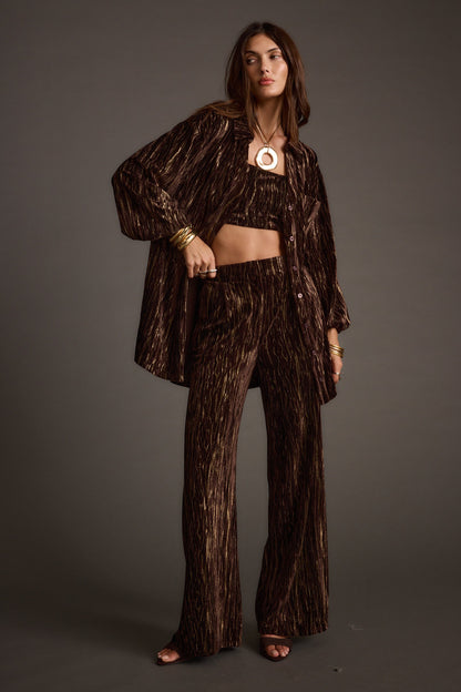 Rhea Espresso Velvet Trousers