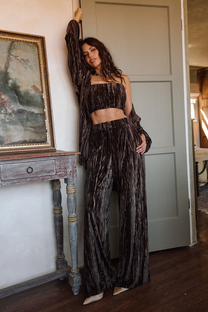 Rhea Espresso Velvet Trousers