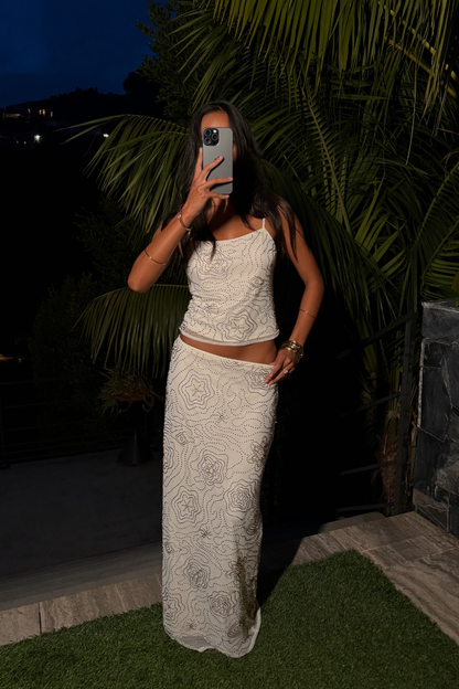 Luci White Beaded Tank