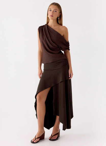 Lycia Midi Skirt - Chocolate