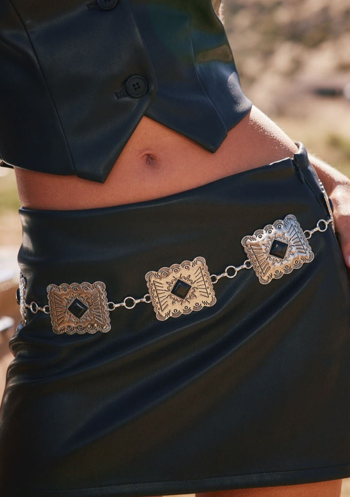 Hattie Rectangle Silver Statement Belt
